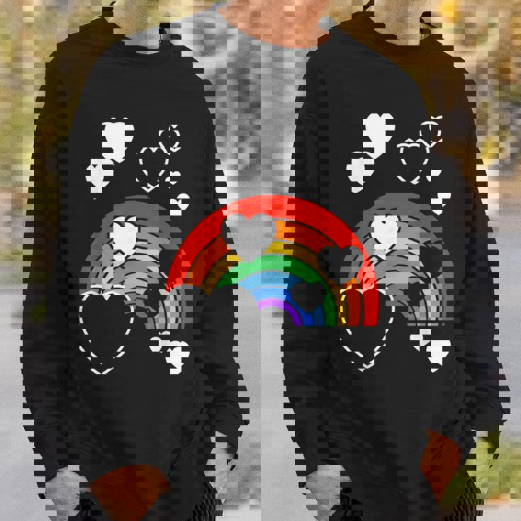 レインボーカラー ホワイト ハート ハート 雨 虹 旗 スウェットシャツ 彼への贈り物