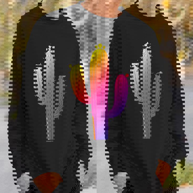 レインボーサボテン 砂漠の夕日と太陽の雰囲気 スウェットシャツ 彼への贈り物