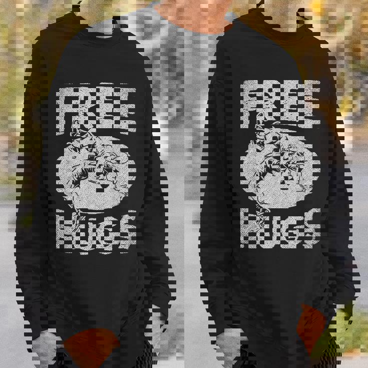 レスリングシャツ 面白いフリーハグレスリング スウェットシャツ 彼への贈り物