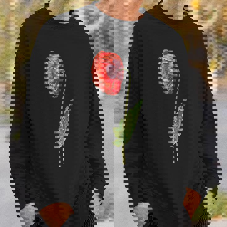 レッドポピーフラワー ボタニカルポピー レッドポピー スウェットシャツ 彼への贈り物