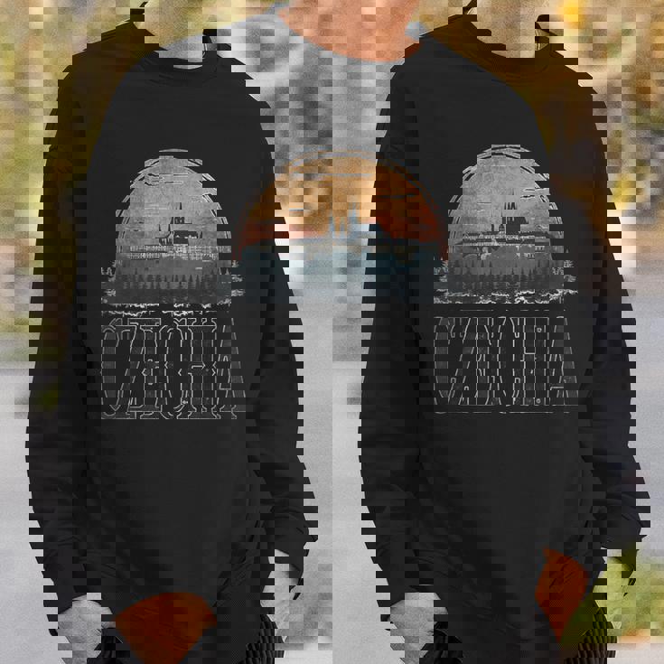 レトロ チェコ 風景 ヴィンテージ お土産 スウェットシャツ 彼への贈り物