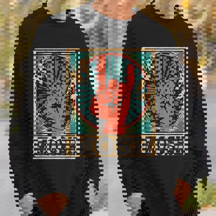 レトロなヴィンテージサインオブザホーンモッシュヘビーロックミュージック スウェットシャツ 彼への贈り物