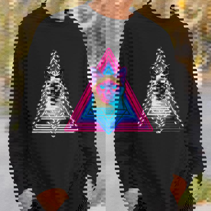 レトロな三角形のピラミッド猫のシャム猫 スウェットシャツ 彼への贈り物