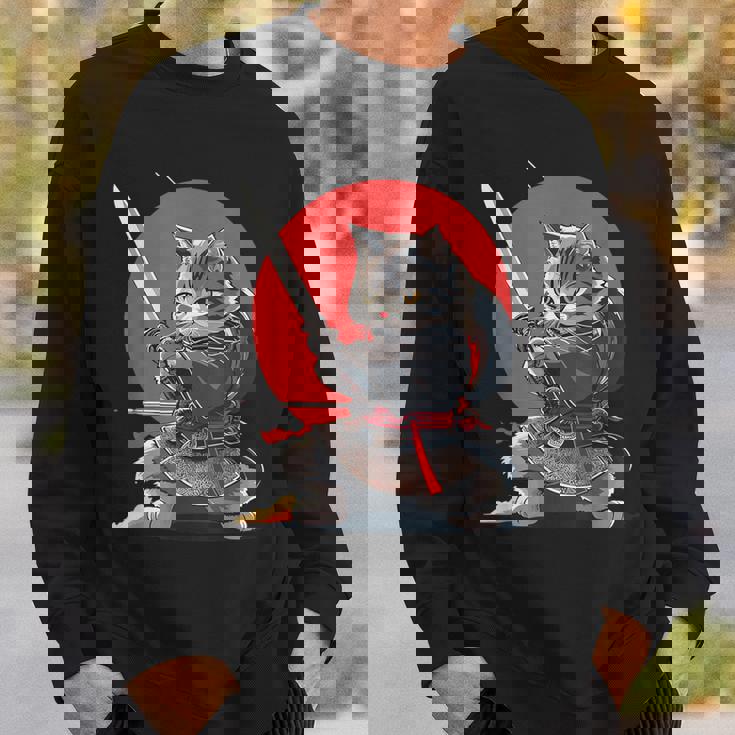 レトロな日本の侍猫グラフィック 猫愛好家 スウェットシャツ 彼への贈り物