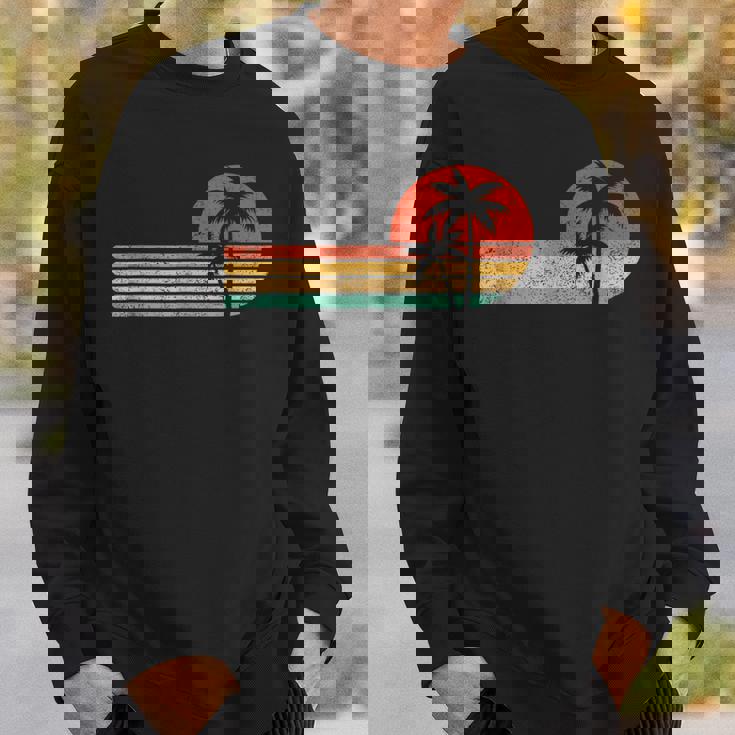 レトロスタイル トロピカル ビンテージ 夕日 ビーチ ヤシの木 スウェットシャツ 彼への贈り物