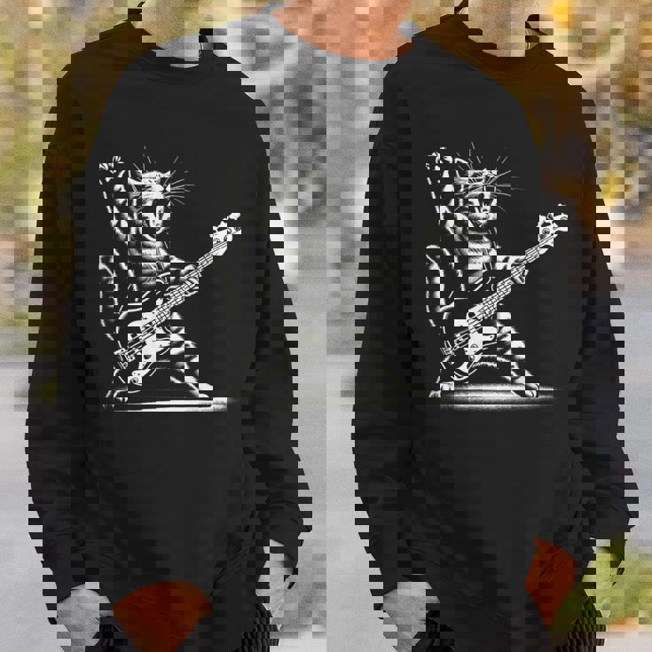 ロッキーキャット ベースギター4面エレキベースプレーヤー スウェットシャツ 彼への贈り物