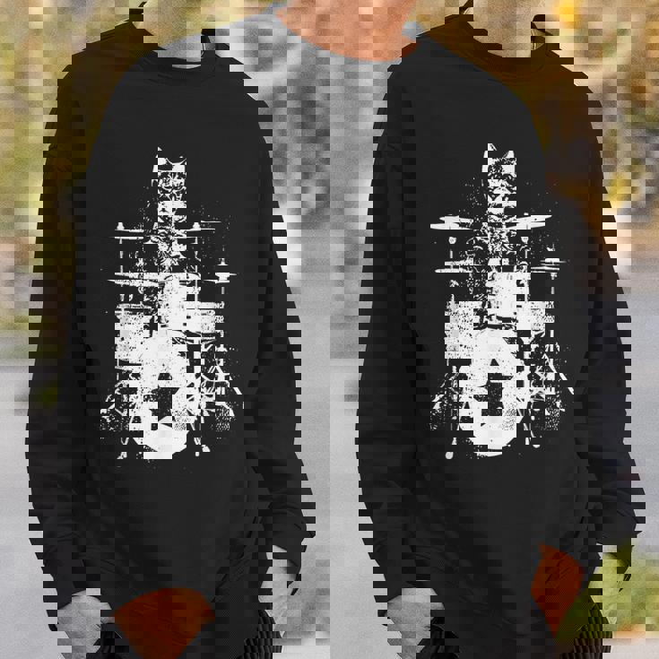 ロックスター ドラマー 猫 ドラム演奏 ミュージシャン バンド 音楽好き スウェットシャツ 彼への贈り物