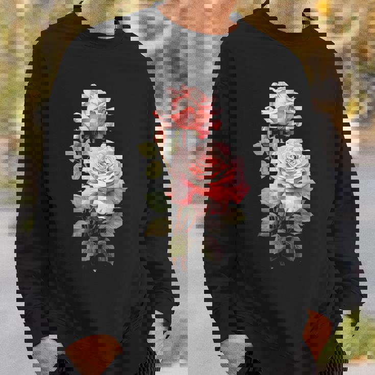 ローズシャツ 美しいピンクのバラとつぼみ スウェットシャツ 彼への贈り物