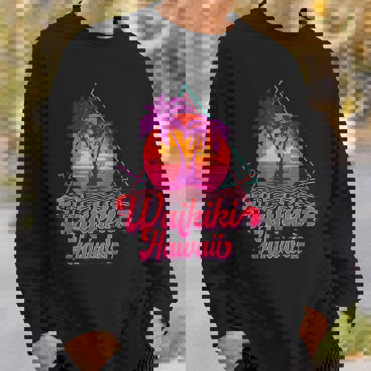 ワイキキ ビーチ バケーション ハワイ サーフ サンセット サーファー レトロ 80年代 スウェットシャツ 彼への贈り物