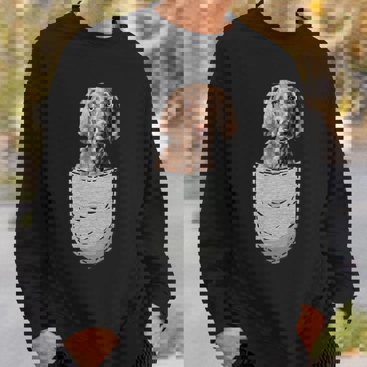 ワイマラナーラナー胸ポケット犬の飼い主 スウェットシャツ 彼への贈り物