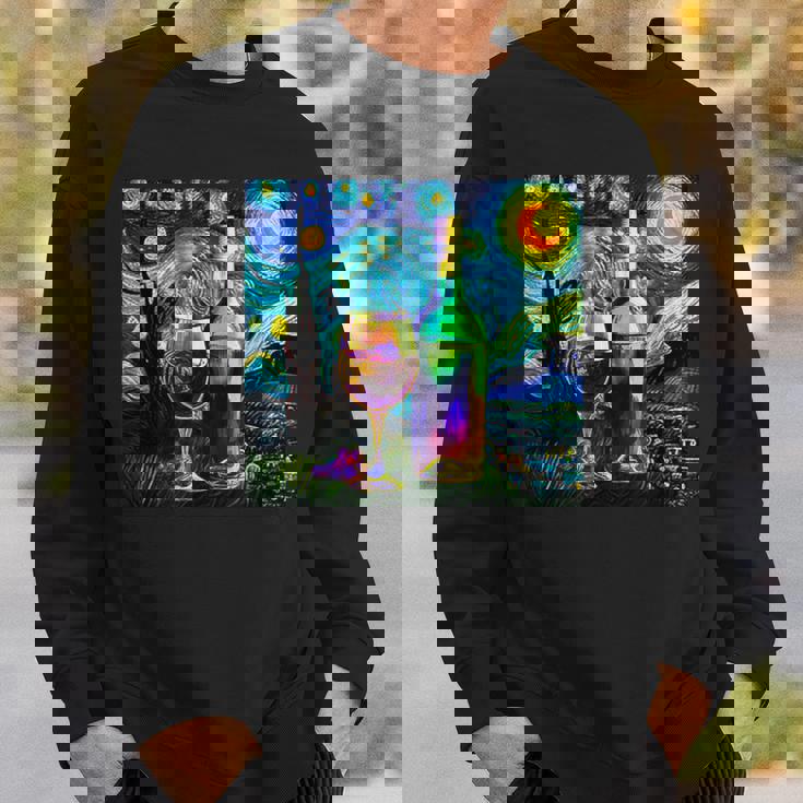 ワイン 酒 面白いtシャツ ゴッホ 星月夜 飲み おもしろ 飲み会 のんべえ メンズ 居酒屋 ネタ スウェットシャツ 彼への贈り物