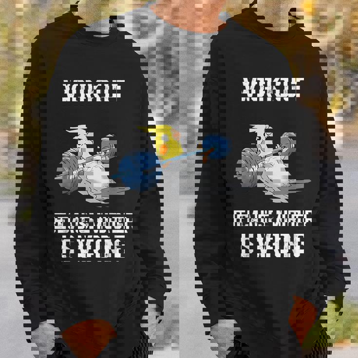 ワークアウト Because Murder Is Wrong 面白いオウム オカメインコ 鳥 スウェットシャツ 彼への贈り物