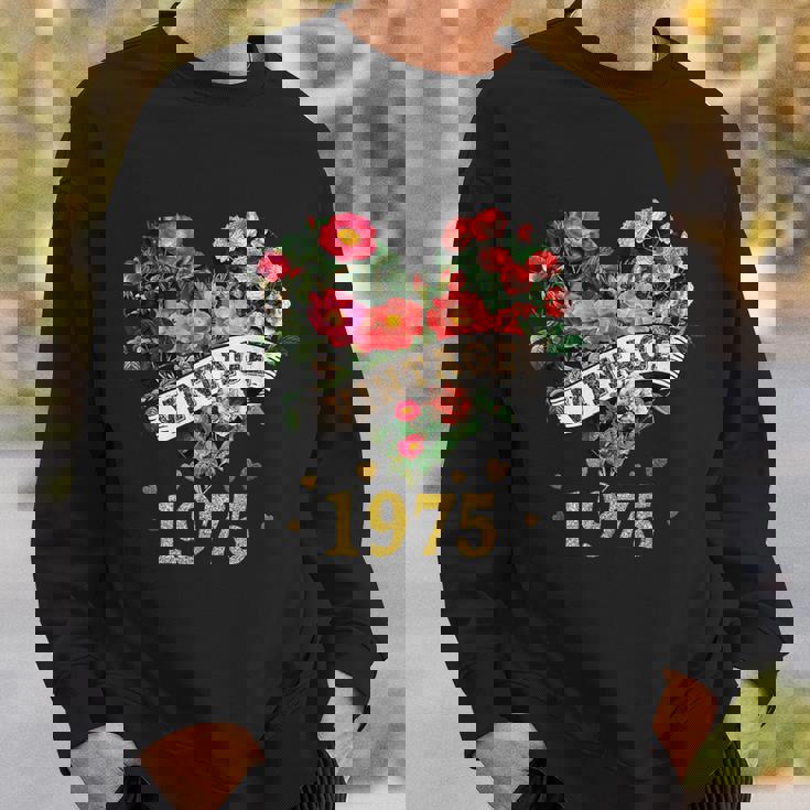 ヴィンテージ 1975年 楽しい かわいい 花柄 花 ラブハート 49歳の誕生日 スウェットシャツ 彼への贈り物