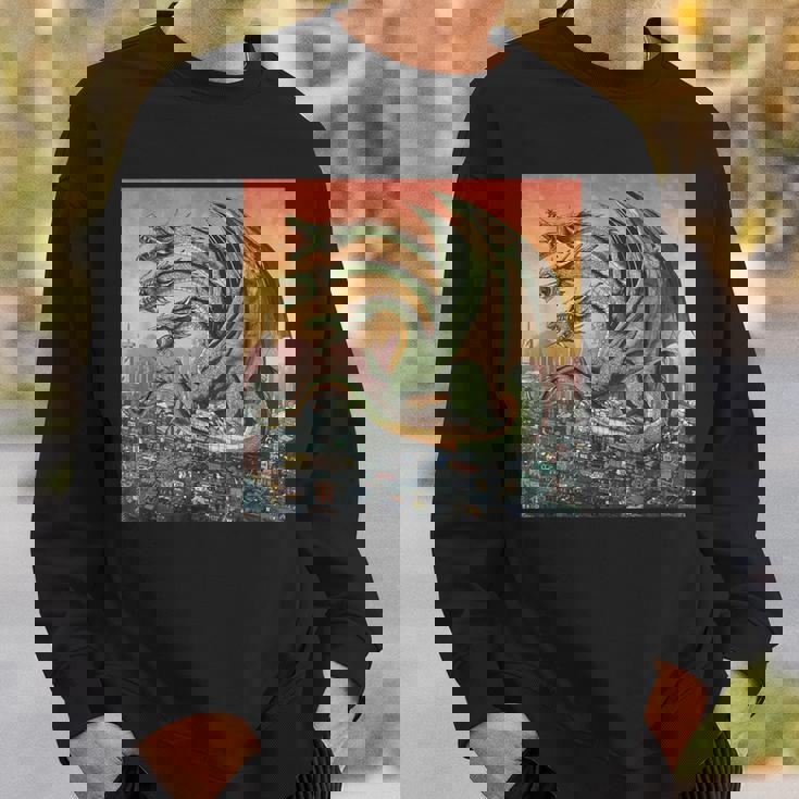 ヴィンテージ ドラゴンキング ギドラ アート 夕日 日本人 キッズ 男性 スウェットシャツ 彼への贈り物