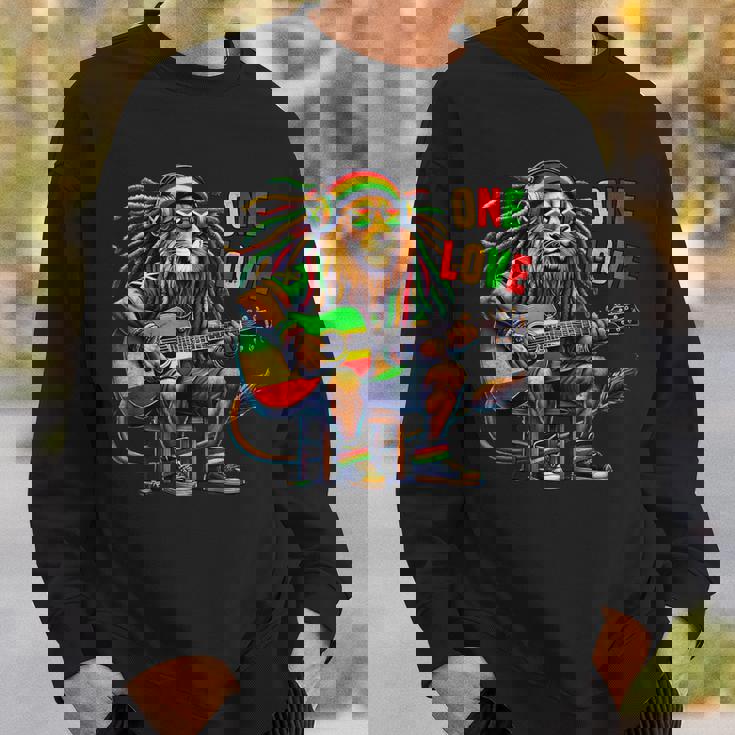 ヴィンテージ ラスタ ライオン レゲエ 音楽 One Loveibe ギター グラフィック スウェットシャツ 彼への贈り物