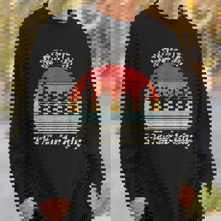 ヴィンテージ レトロ クレイジー キャット & プラント レディ サボテン 多肉植物 ママ スウェットシャツ 彼への贈り物