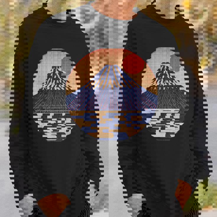 ヴィンテージ 和 富士山 山の上の日本の舞う太陽 スウェットシャツ 彼への贈り物