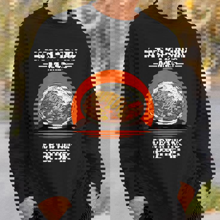 ヴィンテージかつカレーがすべてをより良くするレトロ。 スウェットシャツ 彼への贈り物