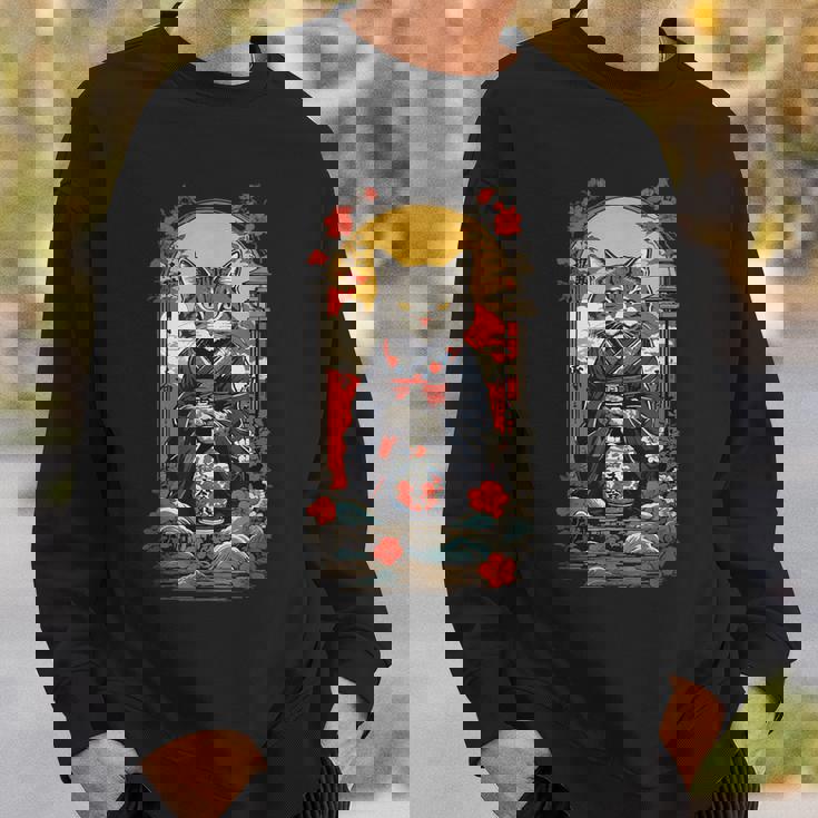 ヴィンテージジャパンの日本酒の猫ポスターデザイン。 スウェットシャツ 彼への贈り物