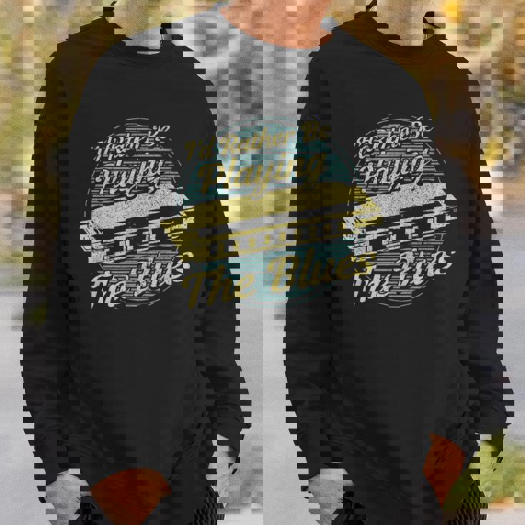 ヴィンテージスタイルの音楽家ハーモニカ ブルース スウェットシャツ 彼への贈り物