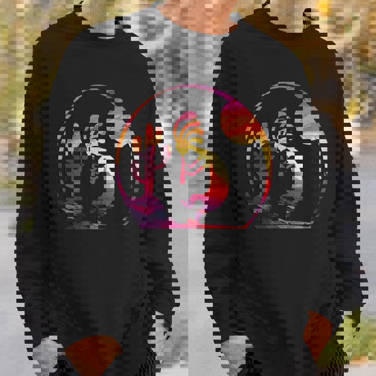 ヴィンテージネイティブアメリカンシンボル サンセット ココペリ スウェットシャツ 彼への贈り物