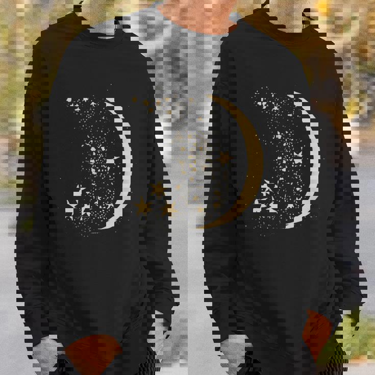 ヴィンテージ三日月と星宇宙アートイラストtシャツ スウェットシャツ 彼への贈り物