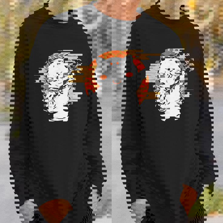 三味線で遊ぶ猫 スウェットシャツ 彼への贈り物