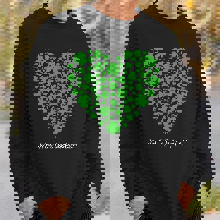 世界中の幸せを願う 可愛い ハート クローバー 反戦 平和 スウェットシャツ 彼への贈り物