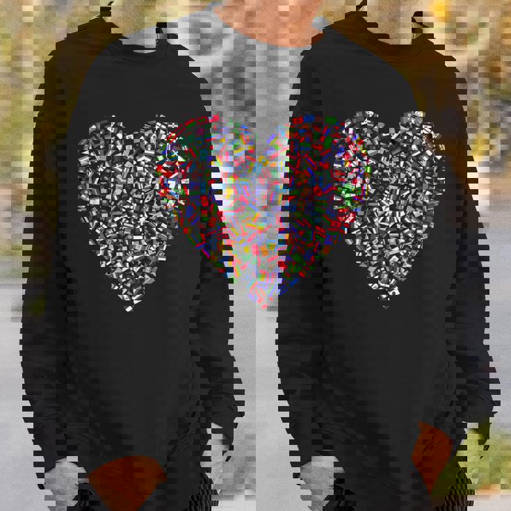 世界国旗 ハート スウェットシャツ 彼への贈り物