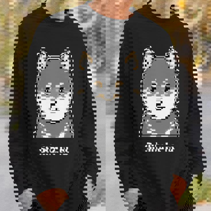 丸顔の黒柴さんのドット絵 長袖tシャツ スウェットシャツ 彼への贈り物