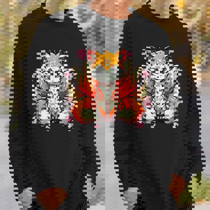 九尾 狐 きつね 日本の桜 スウェットシャツ 彼への贈り物