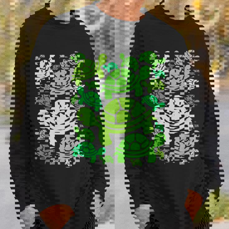 亀柄 カートゥーン アウトライン 面白いカメ スウェットシャツ 彼への贈り物