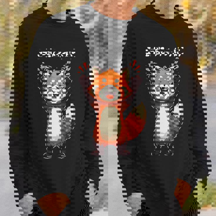 五十歩ひゃっほう レッサーパンダ ネタ ことわざ ことわざのもじり ジョーク ギャグ ダジャレ ツッコミ おもしろ メン 長袖tシャツ スウェットシャツ 彼への贈り物