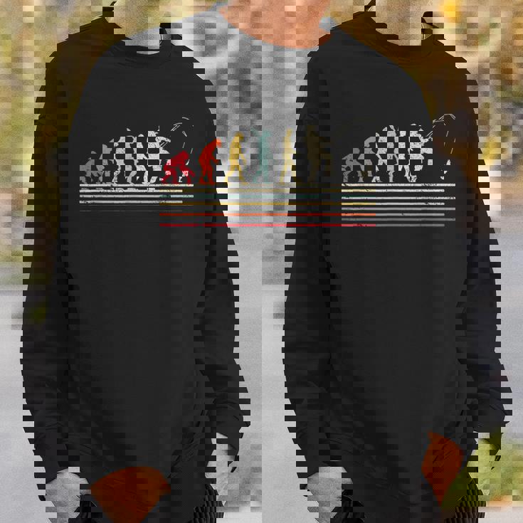 人類の進化 釣り竿 漁師 釣り人 面白い 釣り フィッシング サプライズ おもしろ アイデア 釣り スウェットシャツ 彼への贈り物