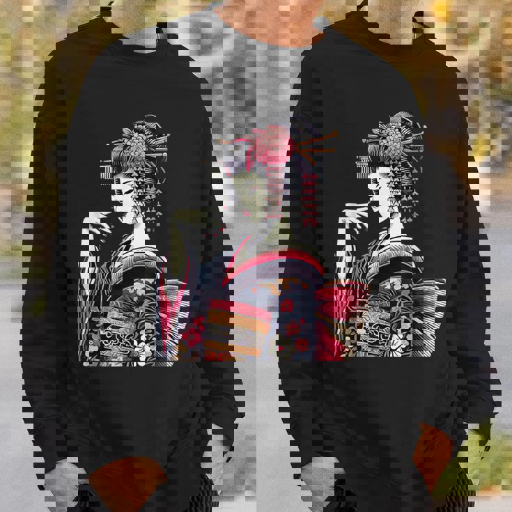 伝統的な着物のエレガントな日本の芸者のイラスト スウェットシャツ 彼への贈り物