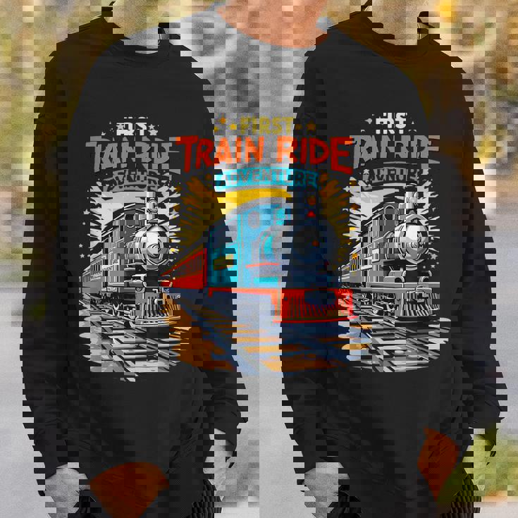 初電車 乗る 鉄道 アドベンチャー 風景 旅行 メモリーギア スウェットシャツ 彼への贈り物