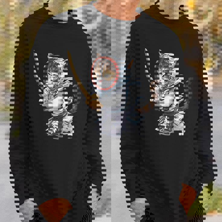 剣道ファイター 猫 面白 日本格闘技・猫好き スウェットシャツ 彼への贈り物