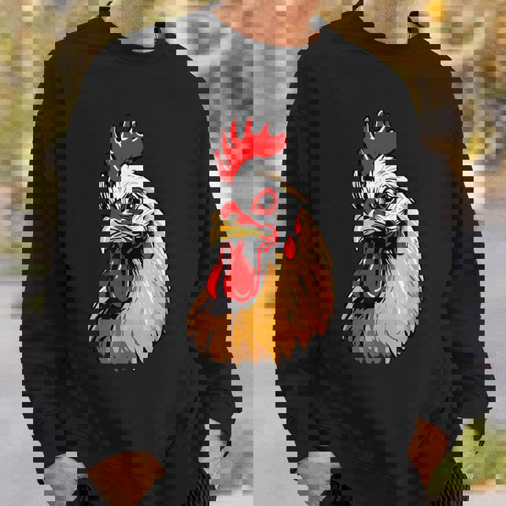動物愛好家のための大胆な農場の鶏の頭のアート スウェットシャツ 彼への贈り物