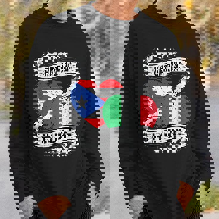 半分イタリア半分プエルトリコの国旗 ハート イタリア プエルトリコ スウェットシャツ 彼への贈り物