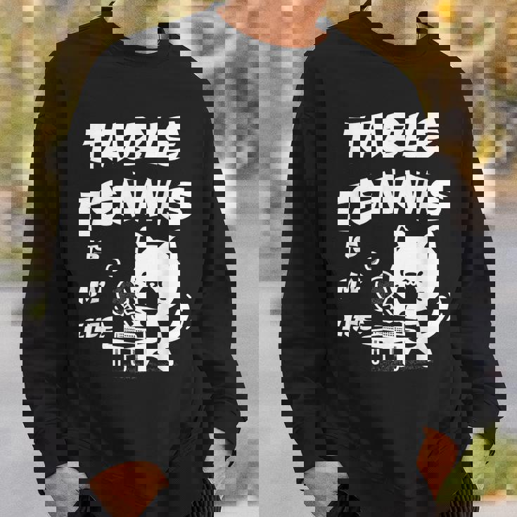 卓球をするクールな猫 スウェットシャツ 彼への贈り物