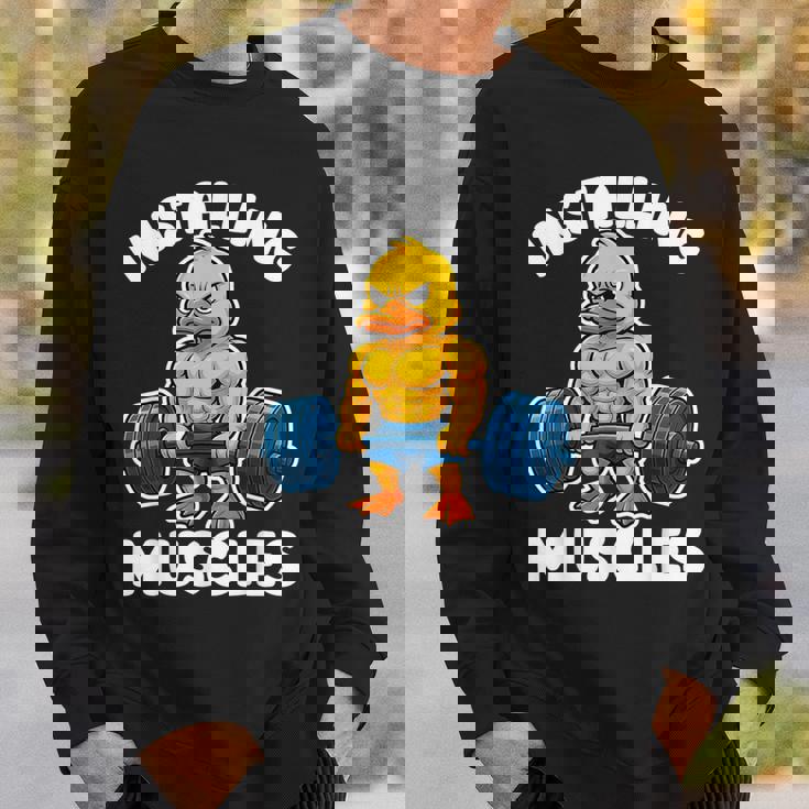 取り付け 筋肉 アヒル ウェイトリフティング フィットネス ジム 男の子 男性 スウェットシャツ 彼への贈り物