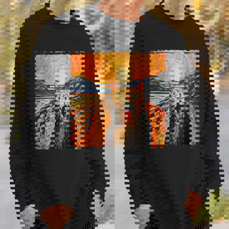 叫ぶ猫、エドヴァルド・ムンク風、面白い猫 スウェットシャツ 彼への贈り物