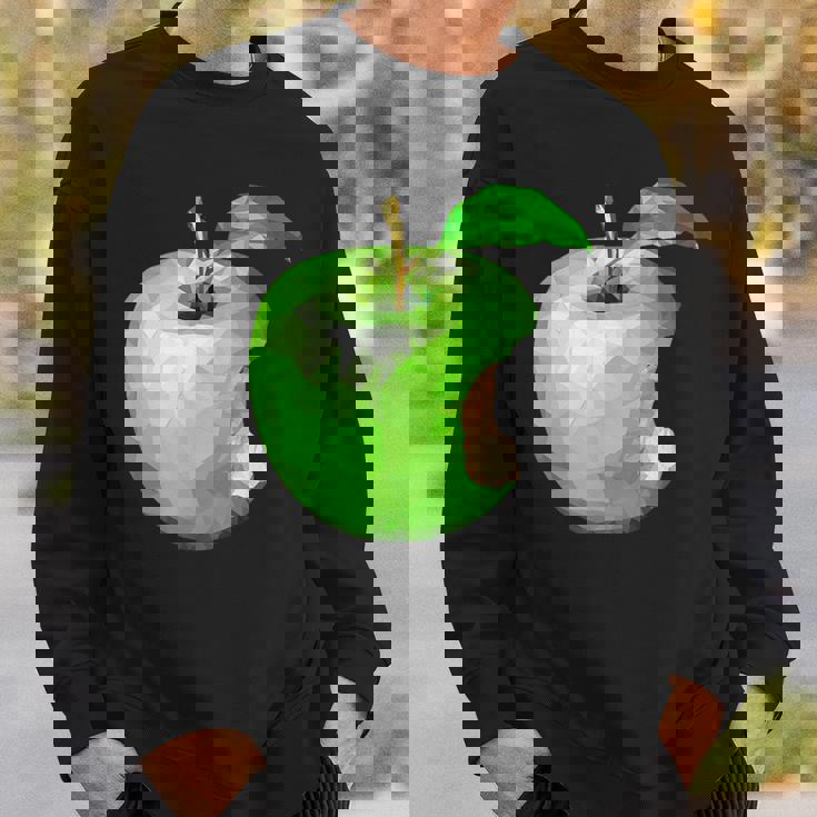 噛まれた青リンゴのイラスト スウェットシャツ 彼への贈り物