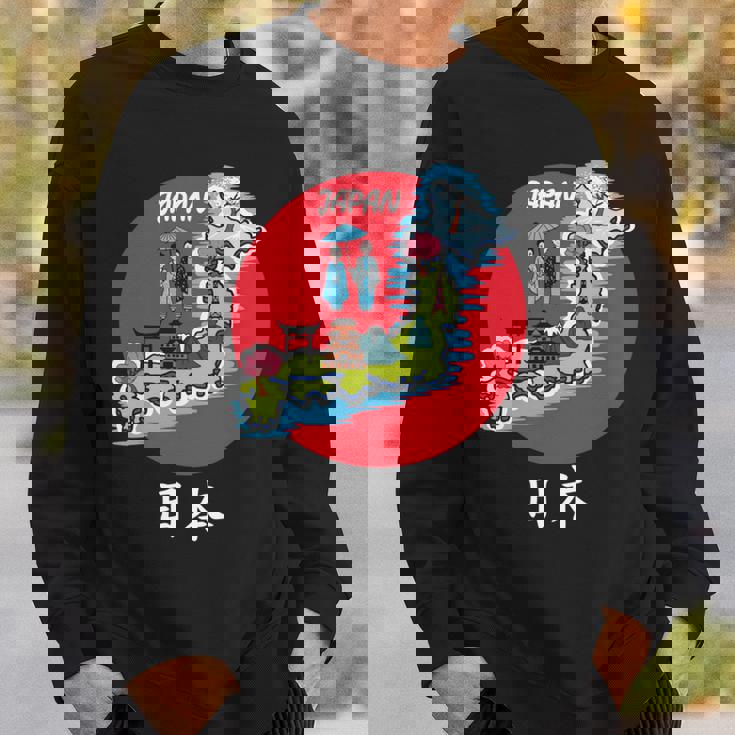 地図舞妓 日本のお土産 長袖tシャツ スウェットシャツ 彼への贈り物