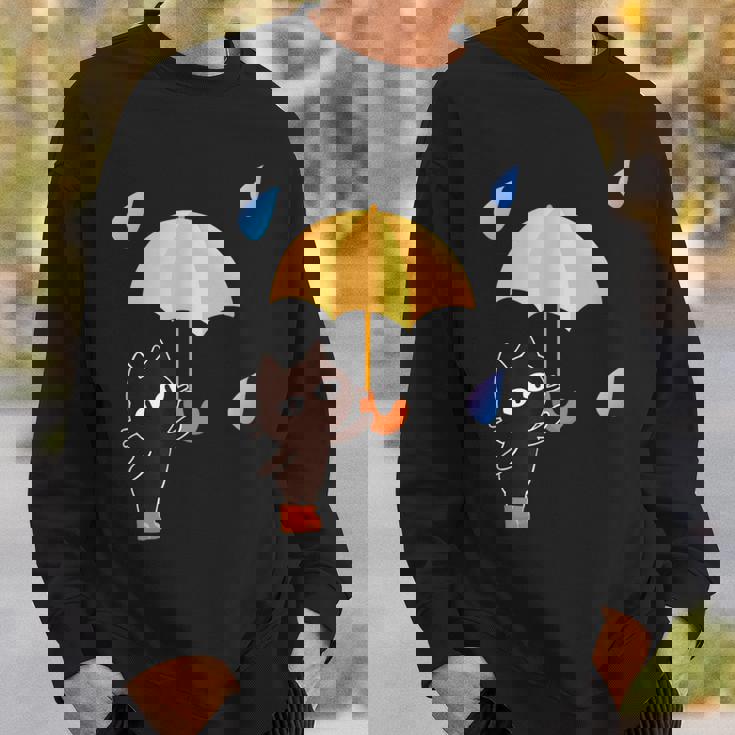 大人かわいい絵本の猫 雨の日 スウェットシャツ 彼への贈り物