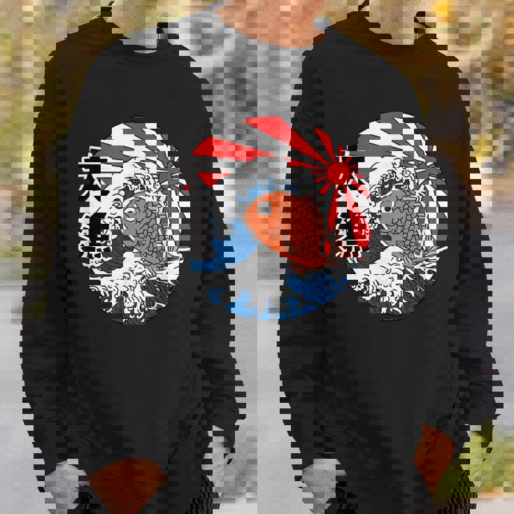 大漁旗 魚 鯛 旗 イラスト 波 ソーラン節 かわいい おもしろ おしゃれ スウェットシャツ 彼への贈り物