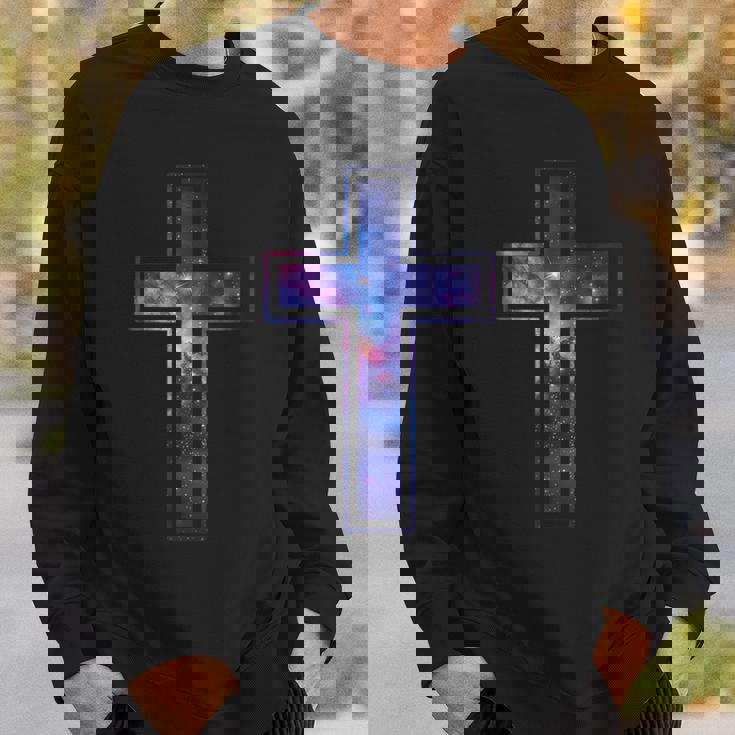 天空のシルエット信仰星銀河クリスチャンクロス スウェットシャツ 彼への贈り物