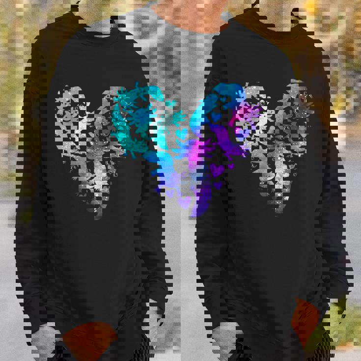 宇宙 ウーパールートル かわいいウーパールーパー ハート 水彩 ウーパールーパー スウェットシャツ 彼への贈り物