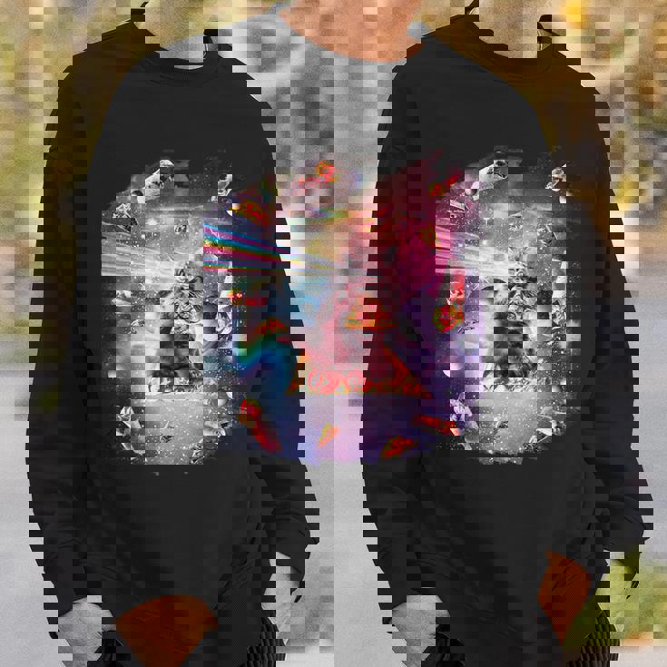 宇宙ピザ猫-レインボーレーザー、タコス、ブリトー スウェットシャツ 彼への贈り物