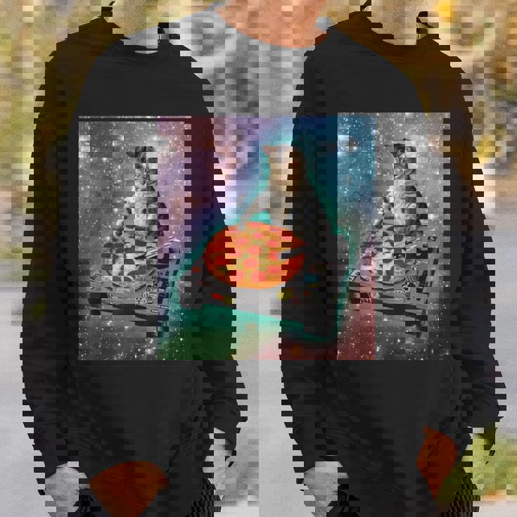 宇宙宇宙 ギャラクシー 宇宙 猫 ピザ Dj 面白い かわいい コズミック スウェットシャツ 彼への贈り物